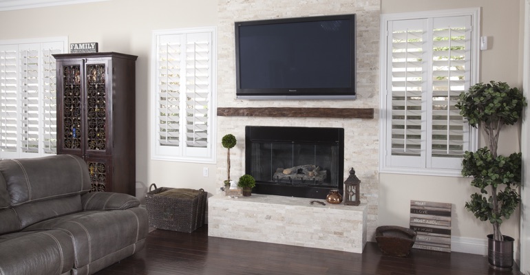 interior shutters in Denver living room